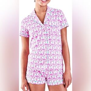 Roller Rabbit Pink and White Lovely Monkey Pajama Set in XXS